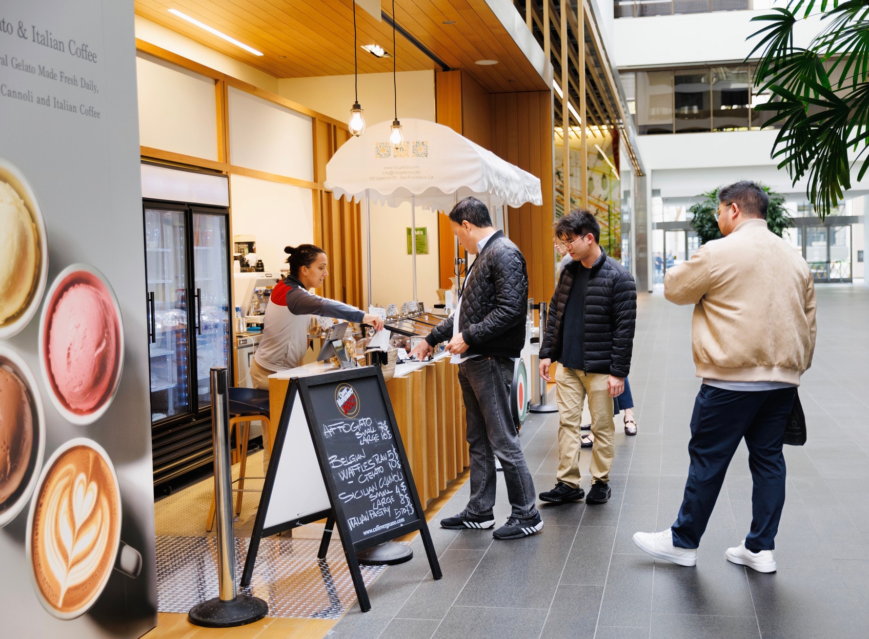 Tenants queueing at the Hila Gelato Caffè counter
