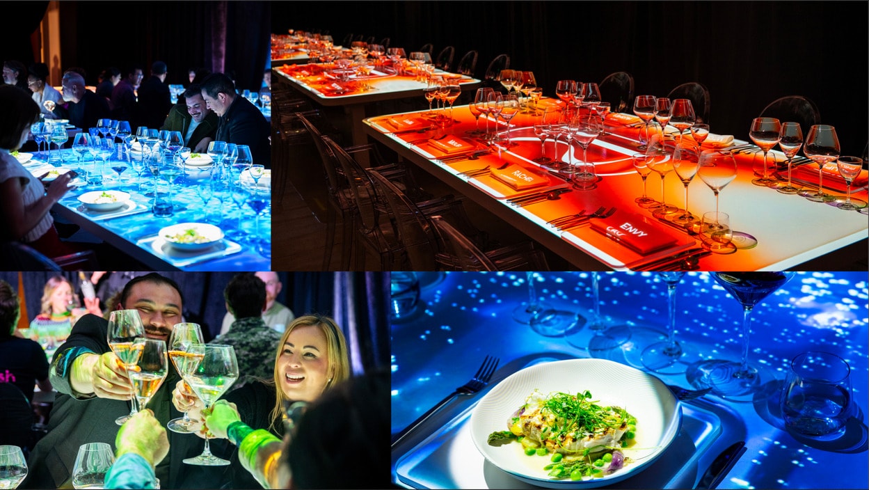 Candlelit tables and plated courses at The Radiant Table dinner series