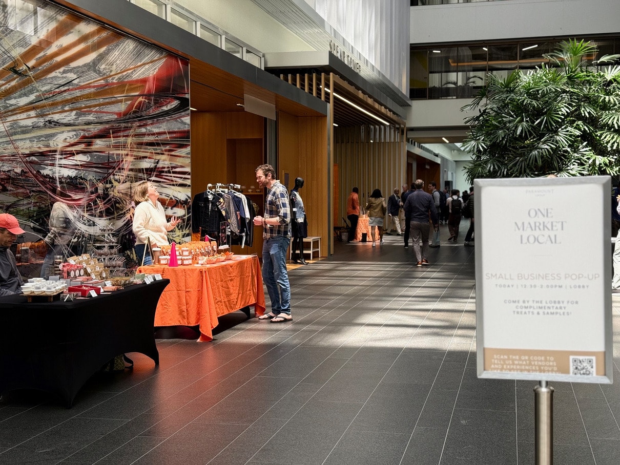 Market stalls lining the concourse for the Spring Market